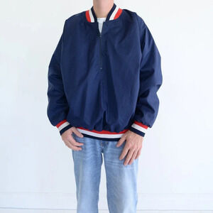 Vintage Ward & Patch Sport Navy Red  Half Zip Windbreaker Pullover Jacket XL
